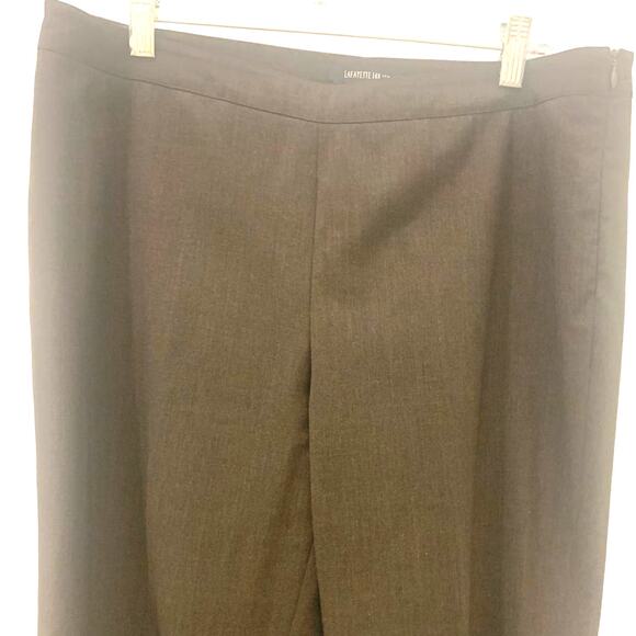 Lafayette 148 Wool Pants 10 Brown Bleecker High Rise Straight Business Casual - Picture 5 of 9